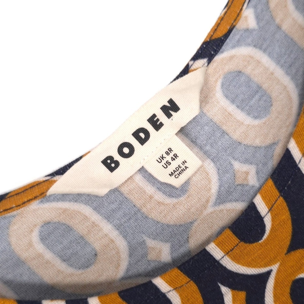 BODEN Women's Thea Midi Dress Mustard 4R Geometric Jersey Long Sleeve D1059 - Picture 2 of 13